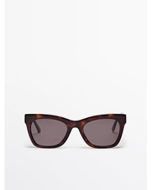 MASSIMO DUTTI Square Tortoiseshell Effect Sunglasses - Brown