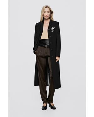 MASSIMO DUTTI Slim Fit Satin Pants - Black