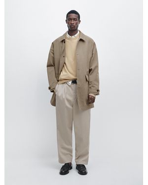 MASSIMO DUTTI Lightweight Cotton Blend Trench Coat - White