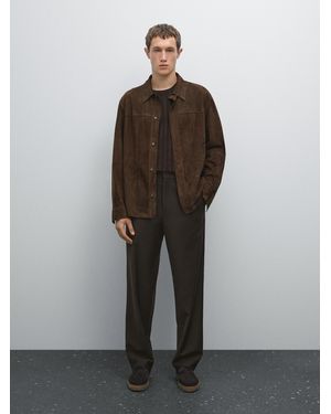 MASSIMO DUTTI Wool Blend Jogger Fit Trousers - Brown