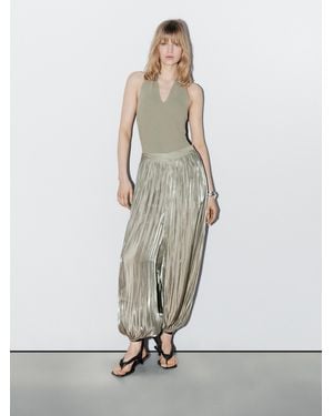MASSIMO DUTTI Knit Halter-Neck Bodysuit - White