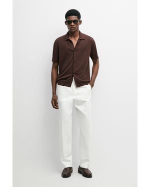 MASSIMO DUTTI Pantalón Straight Fit Lino Algodón - Blanco
