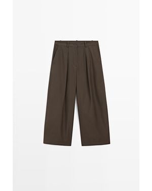 MASSIMO DUTTI Wijde Broek Van Popeline Katoenmix - Wit