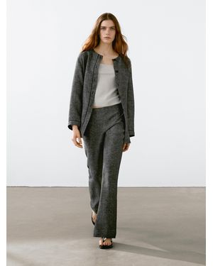 MASSIMO DUTTI Pantaloni Straight Fit 100% Lino - Grigio