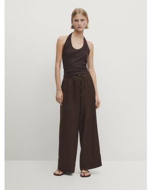 MASSIMO DUTTI Linen Palazzo Joggers - Multicolour