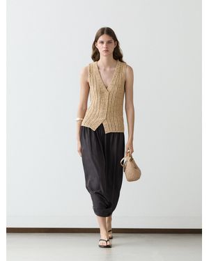 MASSIMO DUTTI Gilet En Maille Ajourée - Blanc