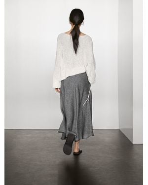 MASSIMO DUTTI Weitschwingender Midirock Aus Leinenmischgewebe - Grau