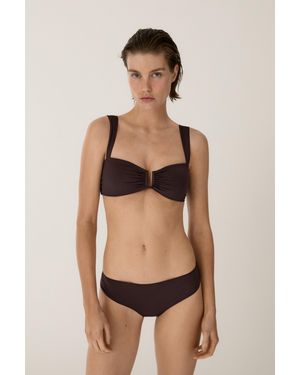 MASSIMO DUTTI Strappy Bikini Top With Gathered Detail - Natural
