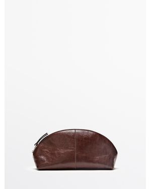 MASSIMO DUTTI Nappaleren Toilettas - Bruin