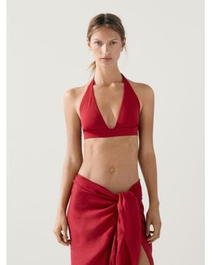 MASSIMO DUTTI 100% Ramie Pareo Skirt - Red