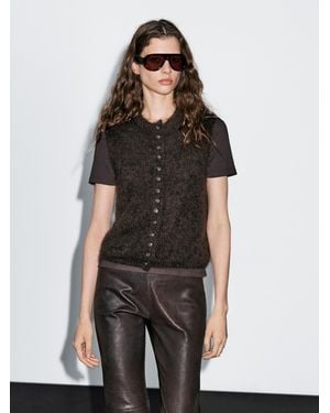 MASSIMO DUTTI Alpaca Blend Knit Vest - Black