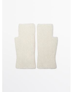 MASSIMO DUTTI Alpaca Blend Mittens - White