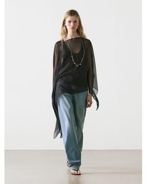 MASSIMO DUTTI Mantella Taglio Asimmetrico - Nero
