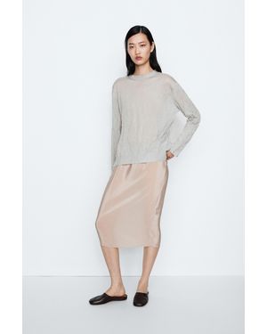 MASSIMO DUTTI Long Sleeve Fine-Knit Jumper - Grey