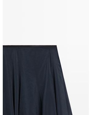MASSIMO DUTTI Pintuck Midi Skirt - Blue