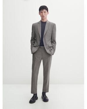 MASSIMO DUTTI Americana Traje Gris 100% Lana