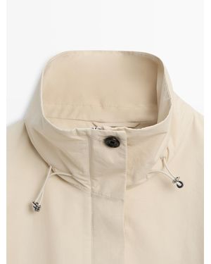 MASSIMO DUTTI Puff High Neck Bomber Jacket - Natural