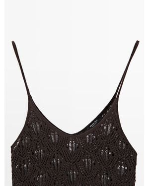 MASSIMO DUTTI Strappy Top With Openwork Detail - Black