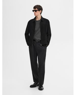 MASSIMO DUTTI Suede Leather Jacket - Black