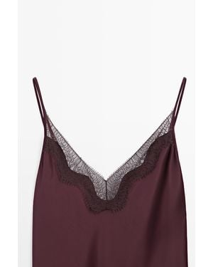 MASSIMO DUTTI Flowing Midi Slip Dress - Red