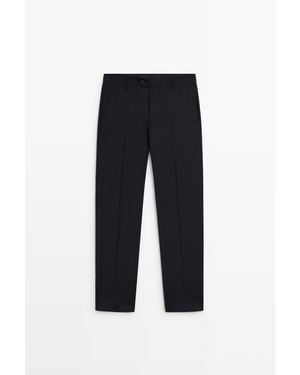 MASSIMO DUTTI Wool Suit Trousers - Blue