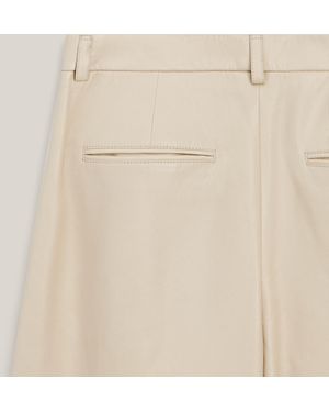 MASSIMO DUTTI Long Nappa Leather Bermuda Shorts - Natural
