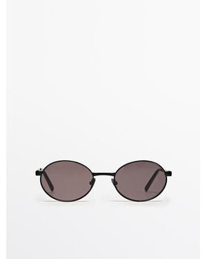 MASSIMO DUTTI Round Sunglasses - Black