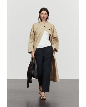 MASSIMO DUTTI Straight Stretch Trousers - White