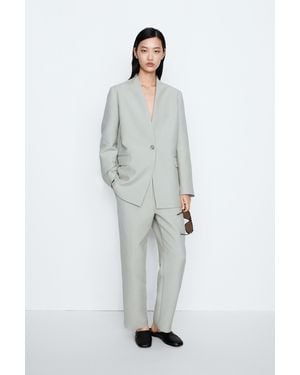 MASSIMO DUTTI Suit Blazer With Button Detail - Grey