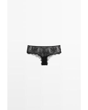 MASSIMO DUTTI Floral Lace Briefs - Black
