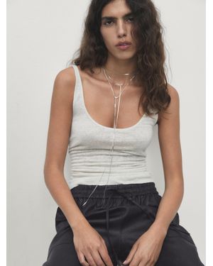 MASSIMO DUTTI Collar Largo Piezas Insertadas - Gris