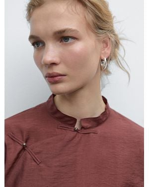 MASSIMO DUTTI Oval Hoop Earrings - White