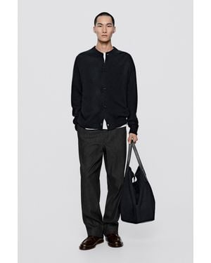 MASSIMO DUTTI Button-Up Knit Cardigan - Blue