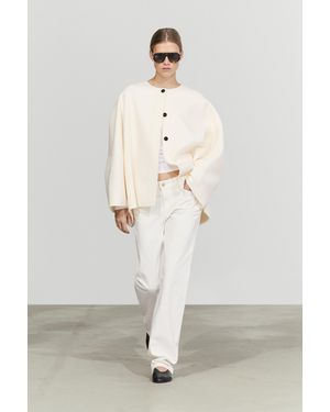 MASSIMO DUTTI Abrigo Capa Volumen Mezcla Lana - Blanco