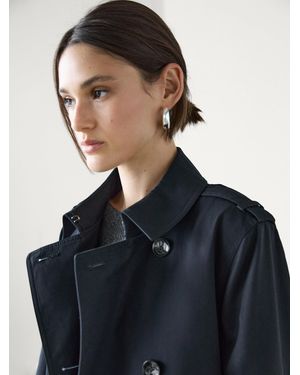 MASSIMO DUTTI Double-Breasted Cotton Trench Coat - Blue