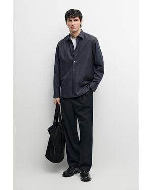 MASSIMO DUTTI Camisa Regular Fit Cuadros 100% Algodón - Azul
