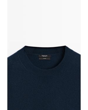 MASSIMO DUTTI 100% Cashmere Long Sleeve Sweater - Blue