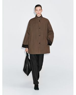 MASSIMO DUTTI Parka Incerato Con Collo Alto E Dettaglio - Marrone