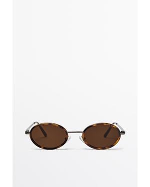 MASSIMO DUTTI Metallic Tortoiseshell-Effect Sunglasses - White