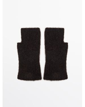 MASSIMO DUTTI Alpaca Blend Mittens - Black