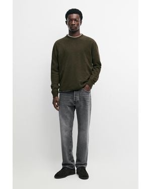 MASSIMO DUTTI Jersey Punto Cuello Redondo Mezcla Lana - Verde