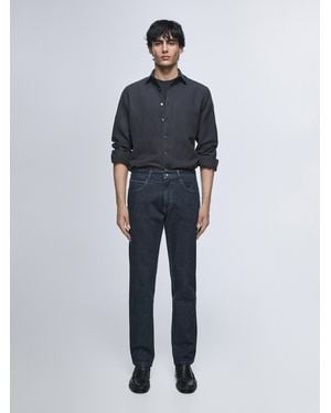MASSIMO DUTTI Jeans Tapered Fit Desencolado - Azul