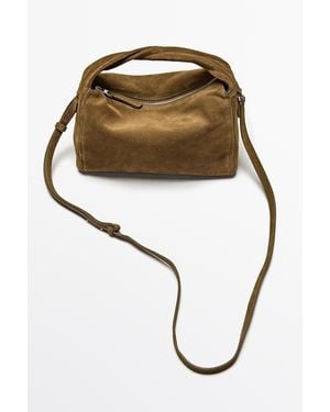 MASSIMO DUTTI Bolso Bandolera Piel Serraje - Blanco