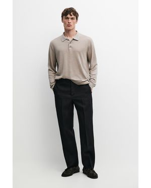 MASSIMO DUTTI Linen Polo Collar Knit Jumper - Multicolour