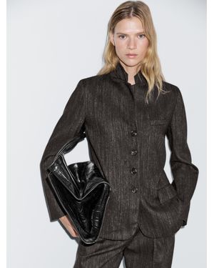 MASSIMO DUTTI Flecked Wool Blend Blazer - Black
