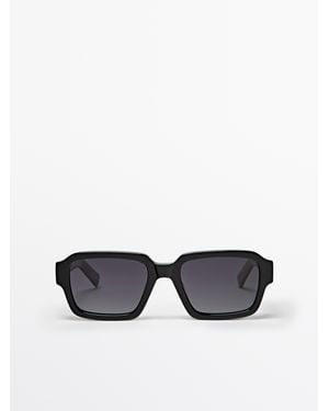 MASSIMO DUTTI Rectangular Sunglasses - Black