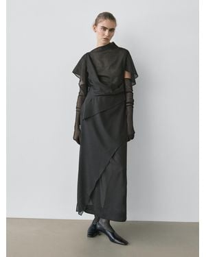 MASSIMO DUTTI Midi Dress With Hood Detail - Gray