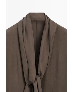 MASSIMO DUTTI Flowing Overshirt With Total Look Tie Detail - Brown