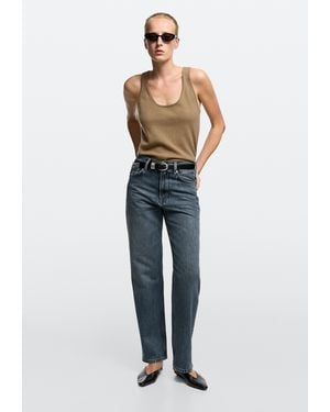 MASSIMO DUTTI High-Waist Straight-Leg Jeans - Blue