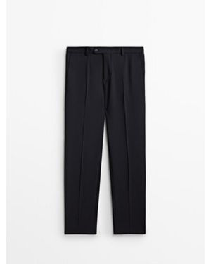 MASSIMO DUTTI Anzughose Aus Wolle Mit Zwei-Wege-Stretch - Marineblau - 44 - Schwarz